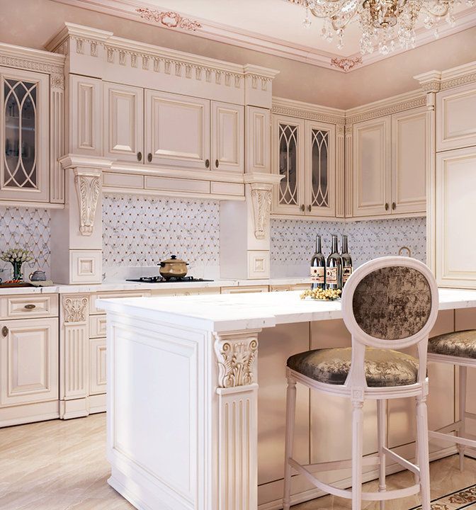 انواع دکوری منبت روی کابینت ممبران و کلاسیک: گل دکوراتیو - پایه جزیره - سرستون منبت